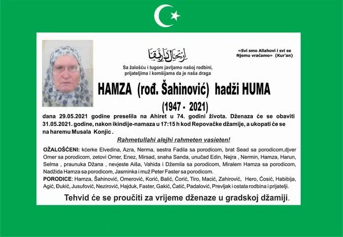 Preminula je Hamza hadži Huma