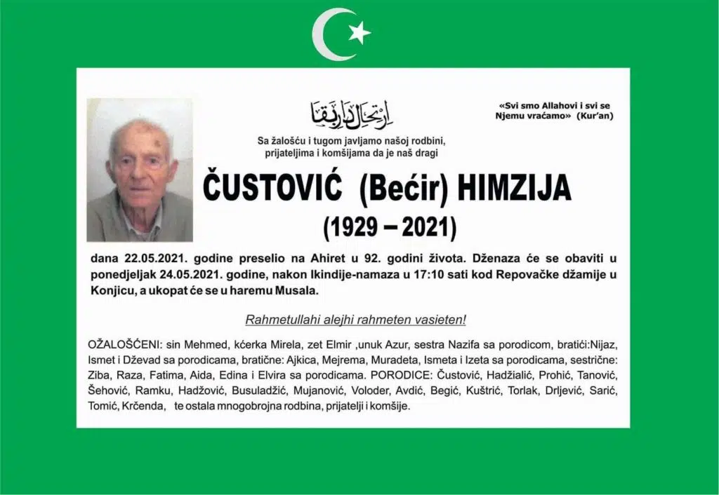 Preminuo je Himzija Čustović