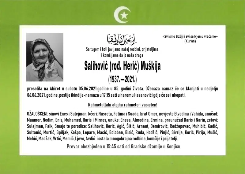Preminula je Salihović Muškija