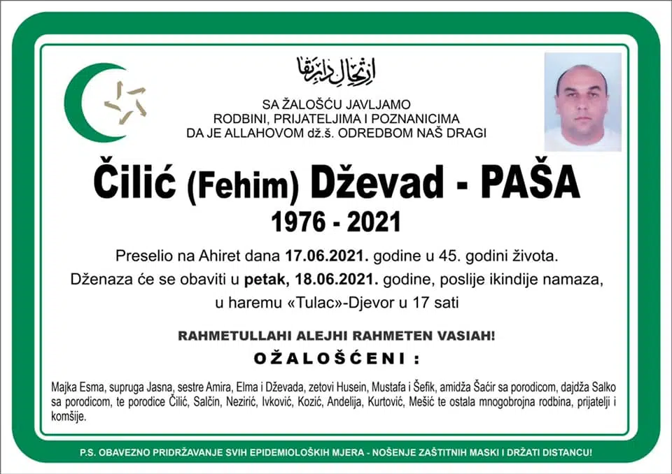 Preminuo je Čilić Dževad – Paša