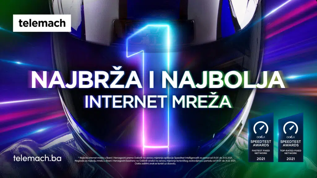 Telemach BH dobitnik dvije nagrade za najbrži internet i najbolju internet mrežu u Bosni i Hercegovini od Ookla®