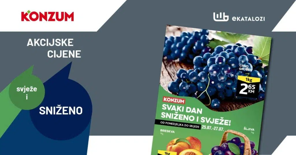 KONZUM Akcija 【Sniženo i svježe】JUL 2022 super ponuda od 25.7. do 27.7.2022.