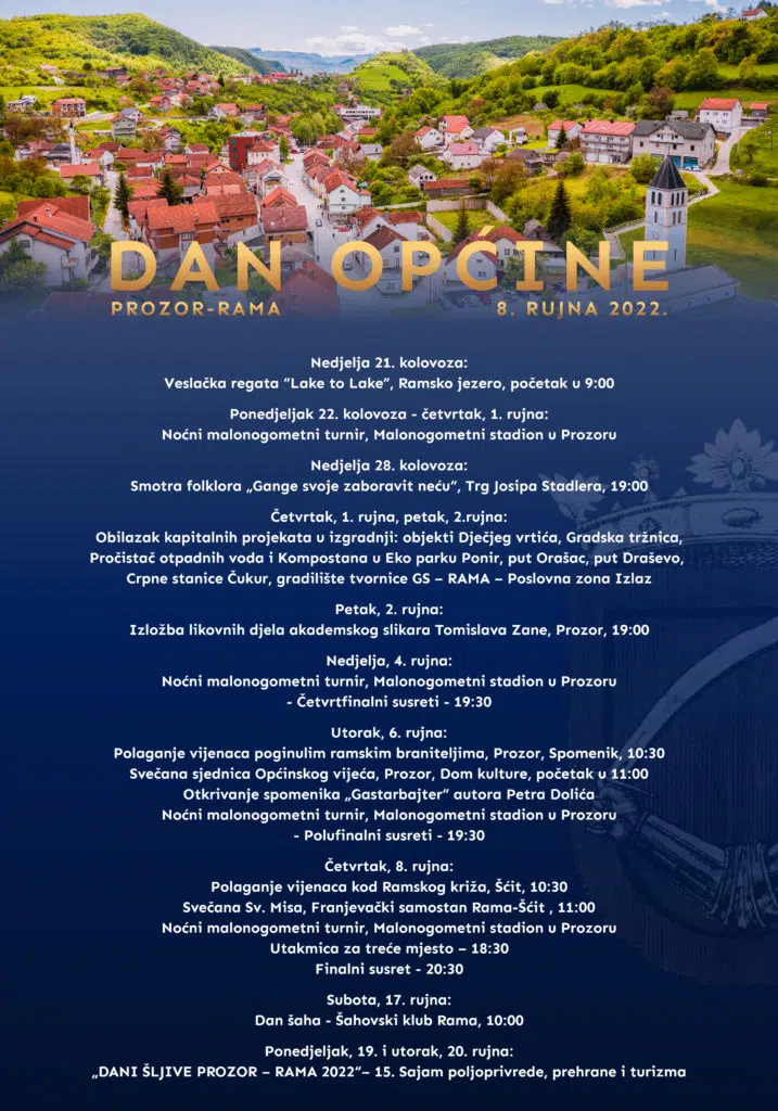 DAN OPĆINE PROZOR-RAMA 2022: Od veslačke regate do Dana šljive