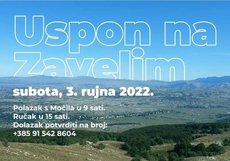 NAJAVA ZDZ : Izlet na Zavelim, subota, 3. rujna, 2022. godine, prijavite se!