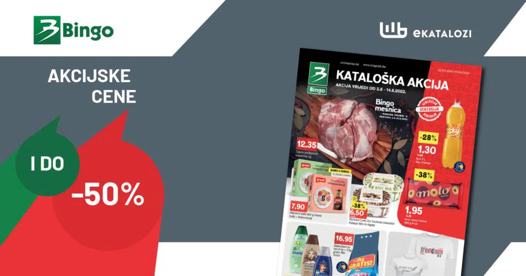 BINGO Katalog【SNIŽENJE I DO 50%】 AVGUST 2022 super kataloška akcija od 2.8. do 14.8.2022.