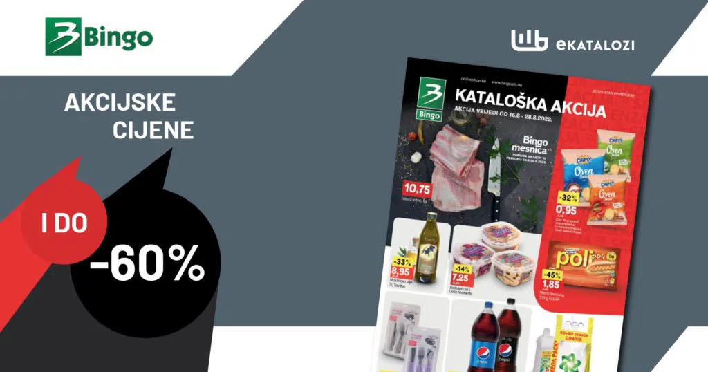 BINGO Kataloška akcija 【SNIŽENJE I DO 60%】 AVGUST 2022 super ponuda od 16.8. do 28.8.2022.