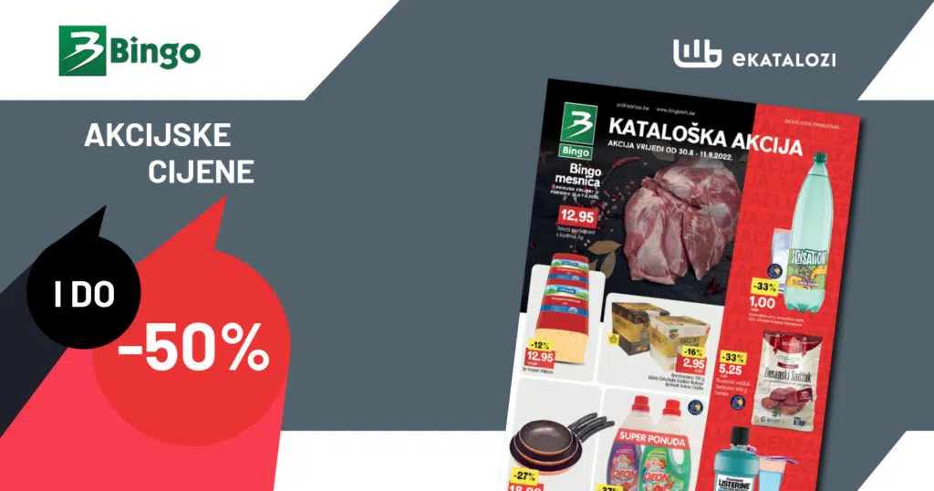 BINGO Kataloška akcija 【SNIŽENJE I DO 50%】 AVGUST i SEPTEMBAR 2022 NOVI katalog od 30.8. do 11.9.2022.