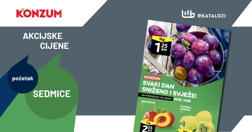 KONZUM Akcija 【početak sedmice】AVGUST 2022 NOVA ponuda do 10.8.2022.