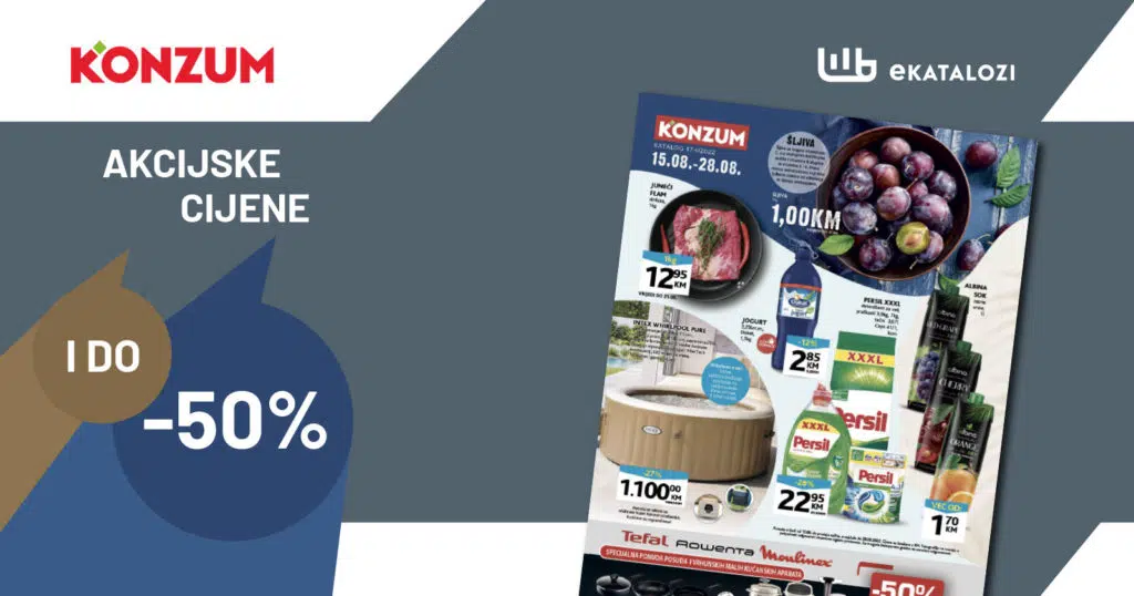 KONZUM Redovni katalog 【Sniženja -55%】AVGUST 2022 NOVA ponuda od 15.8. do 28.8.2022.