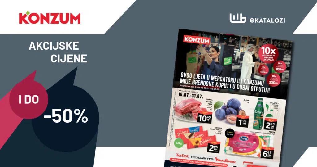 KONZUM Redovni katalog 【Popusti i do 50%】JUL 2022 super akcija od 18.7. do 31.7.2022.