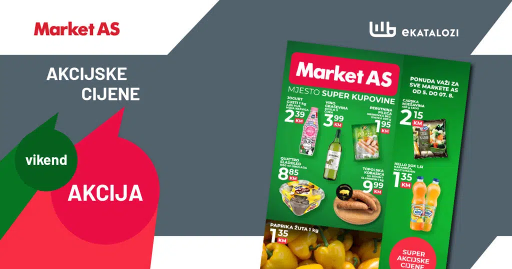 MARKET AS Vikend akcija【NOVA Ponuda】 AVGUST 2022 sniženje od 5.8. do 7.8.2022.