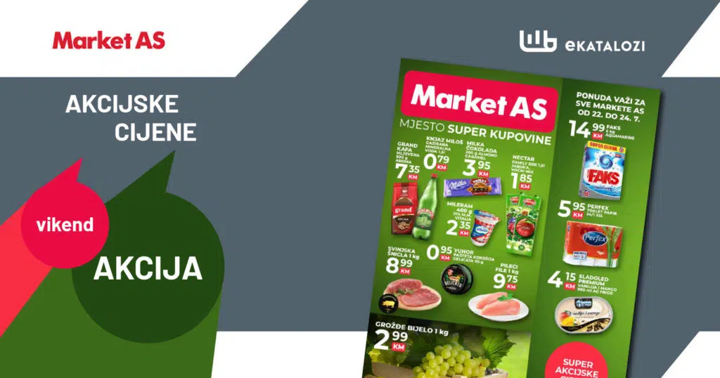 MARKET AS Vikend akcija【NOVA Ponuda】JUL 2022 NOVA ponuda od 22.7. do 24.7.2022.