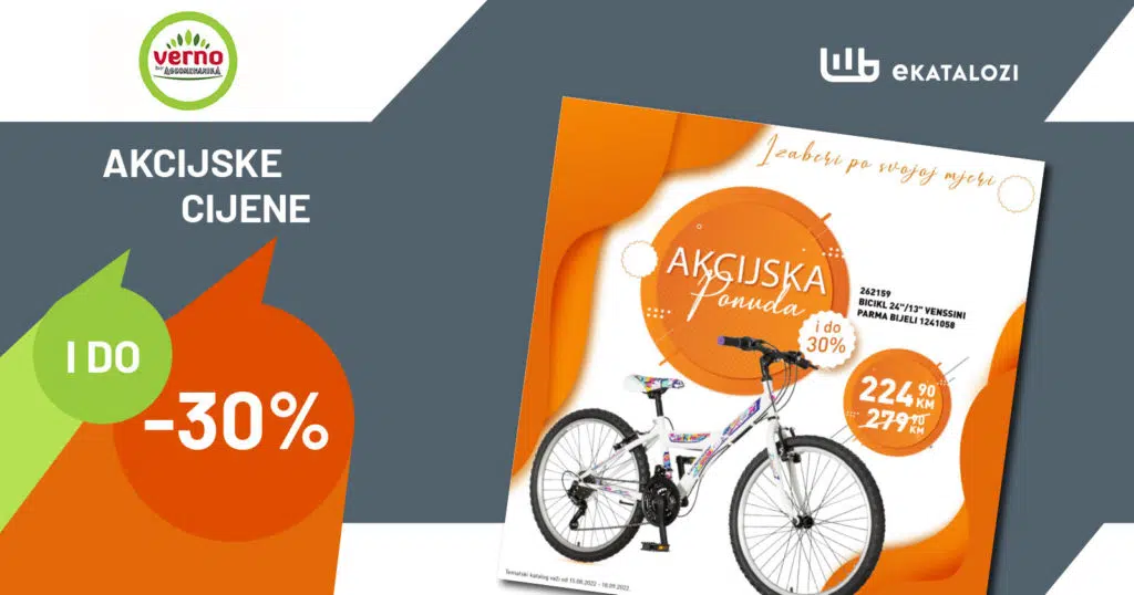 VERNO Bicikli 【Sniženje i do 30%】SUPER Akcijska ponuda AVGUST i SEPTEMBAR 2022 do 18.9.2022.