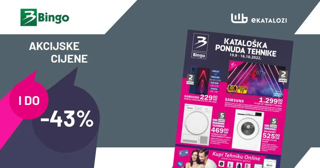 BINGO katalog tehnike【SNIŽENJE I DO 43%】SEPTEMBAR i OKTOBAR 2022 super akcija od 19.9. do 16.10.2022.