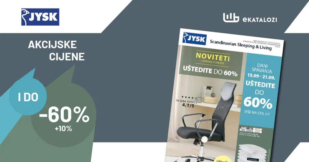 JYSK Katalog BiH 【SNIŽENJE do 60%】SEPTEMBAR 2022 super sniženje od 15.9. do 28.9.2022.