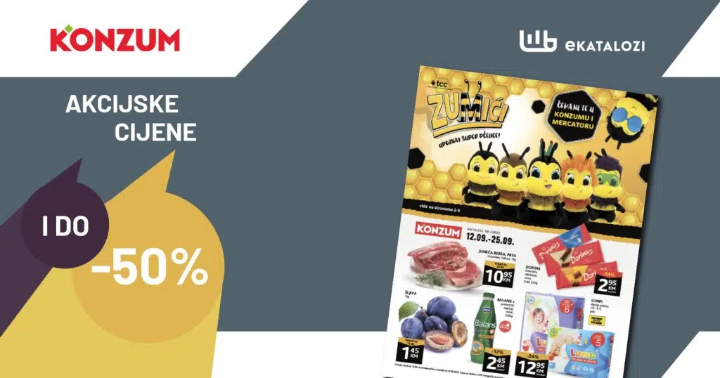 KONZUM Redovni katalog 【Sniženja -50%】SEPTEMBAR 2022 super akcija od 12.9. do 25.9.2022.