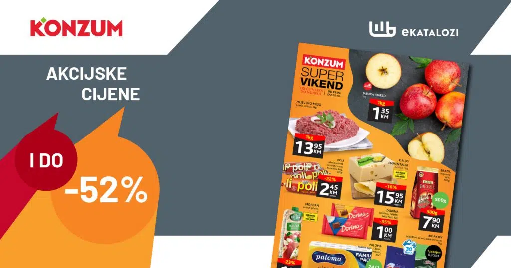 KONZUM Vikend akcija ▷【Sniženje do 52%】SEPTEMBAR 2022 super sniženo od 29.9. do 2.10.2022.