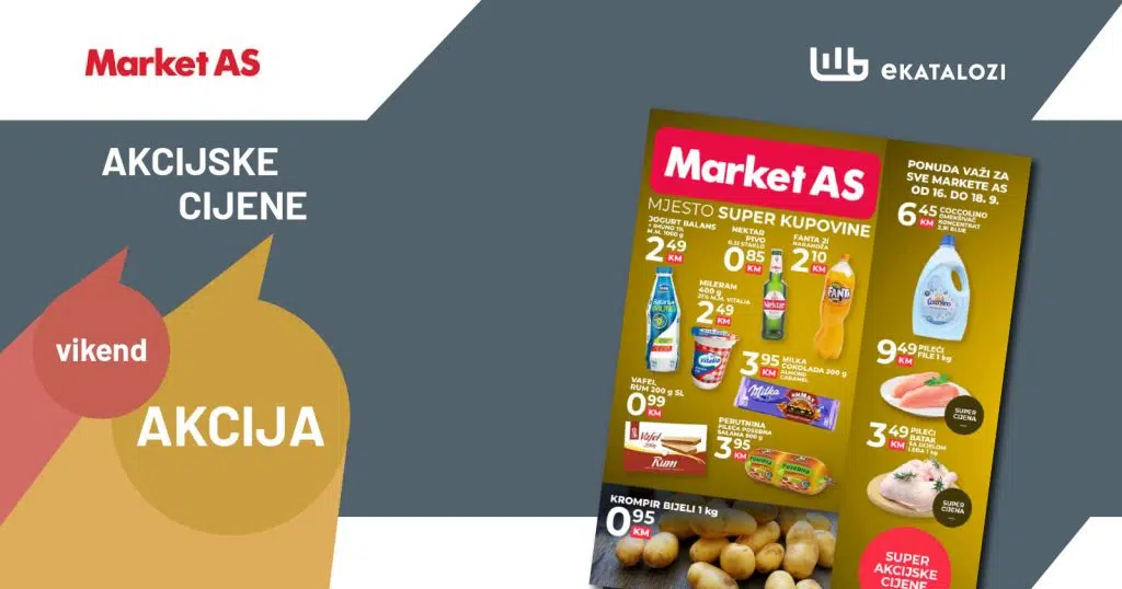MARKET AS Vikend akcija【NOVA Ponuda】SEPTEMBAR 2022 super cijene od 17.9. i 18.9.2022.