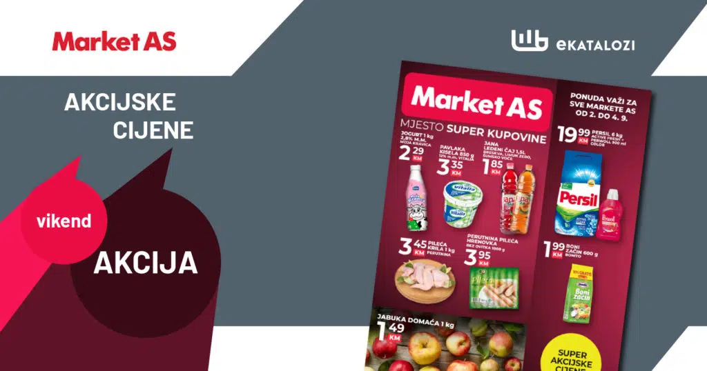 MARKET AS Vikend akcija【NOVA Ponuda】SEPTEMBAR 2022 super akcija 2.9. do 4.9.2022.