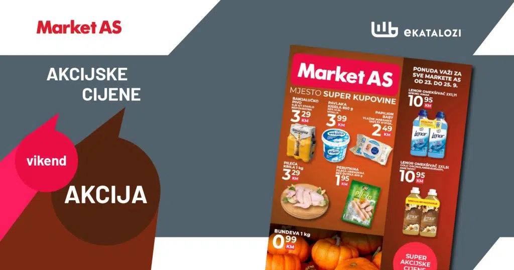 MARKET AS Vikend akcija【SNIŽENJE】SEPTEMBAR 2022 novo sniženje od 23.9. do 25.9.2022.