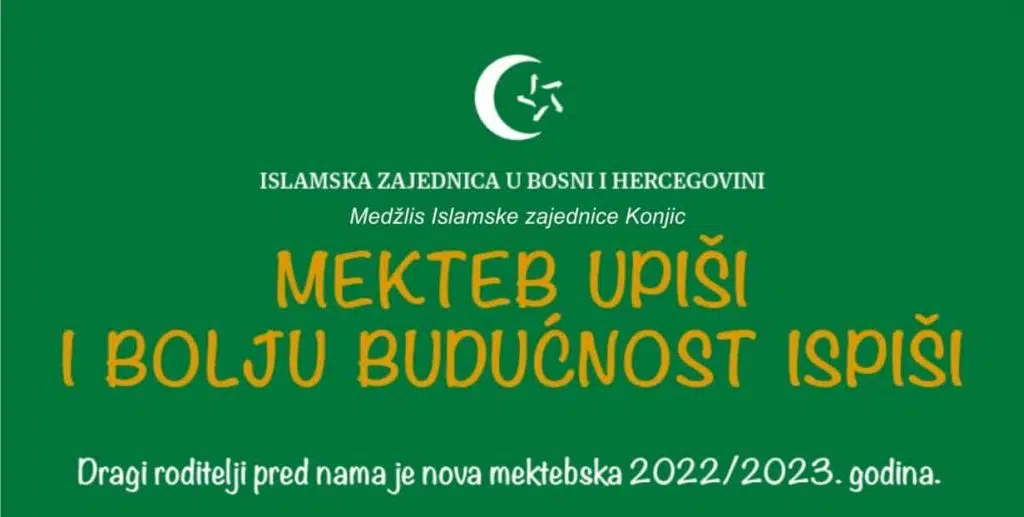 Medžlis IZ Konjic: Obavijest o upisu u novu mektebsku godinu