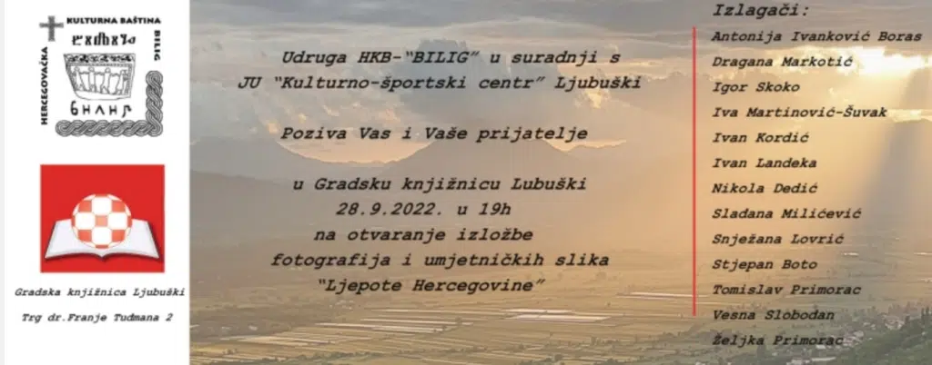 Najava: U Knjižnici Ljubuški izložba fotografija i slika “Ljepote Hercegovine”