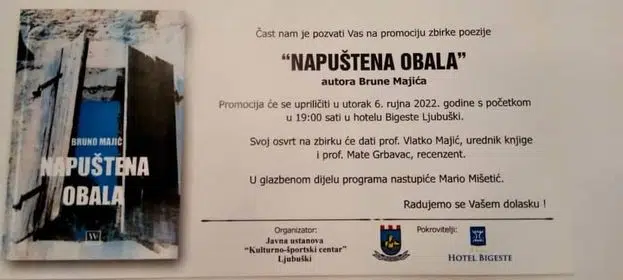 Predstavljanje zbirke pjesama “Napuštena obala” autora Brune Majića