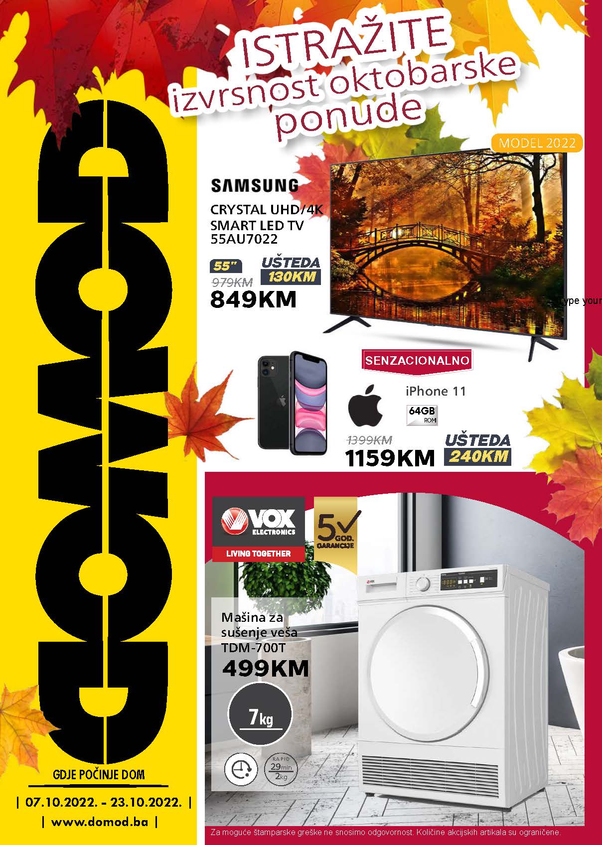 DOMOD katalog OKTOBAR 2022 super ponuda do 23.10.2022. Page 01 DOMOD katalog OKTOBAR 2022 super ponuda do 23.10.2022. Page 01