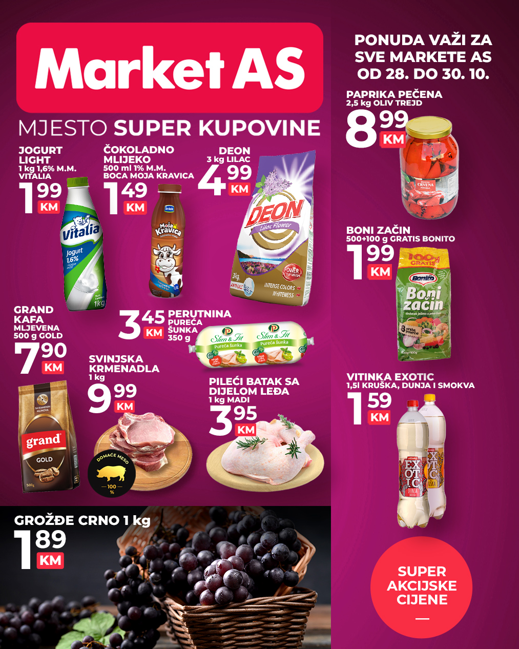 MARKET AS vikend akcija OKTOBAR 2022 super snizenje od 28.10. do 30.10.2022 2