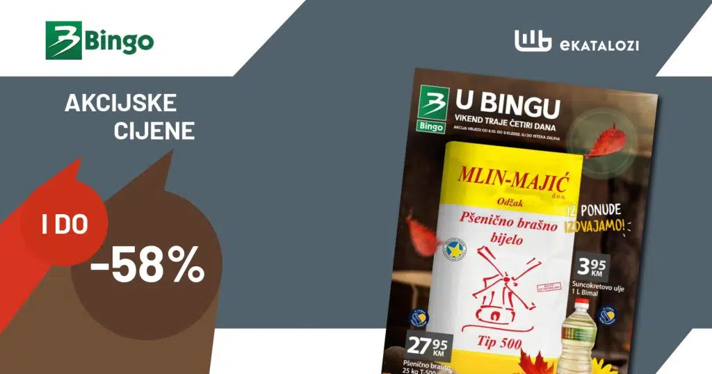 BINGO Vikend akcija ▷【Sniženje do 58%】 OKTOBAR 2022 super sniženje od 6.10. do 9.10.2022.