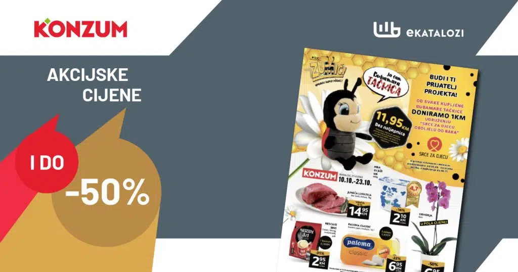 KONZUM Redovni katalog 【Sniženja i do 50%】OKTOBAR 2022 nove snižene cijene od 10.10. do 23.10.2022.