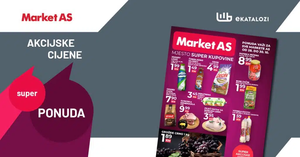 MARKET AS Vikend akcija【SNIŽENJE】OKTOBAR 2022 super sniženje od 28.10. do 30.10.2022.