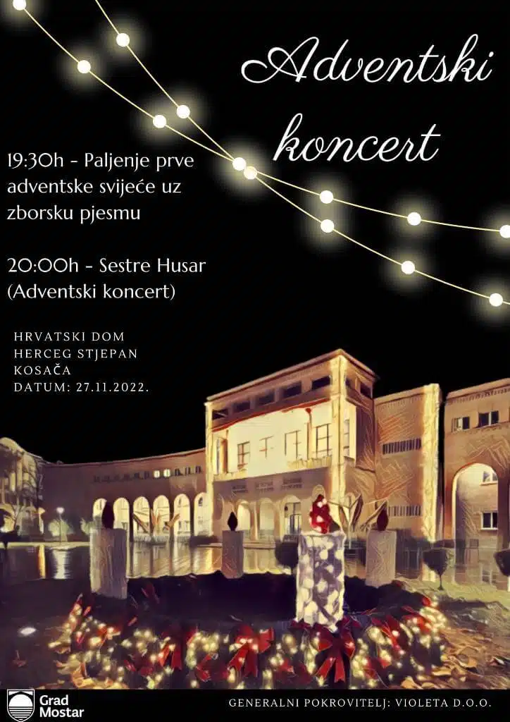 Advent u Mostaru počinje u nedjelju paljenjem svijeće i koncertom sestara Husar