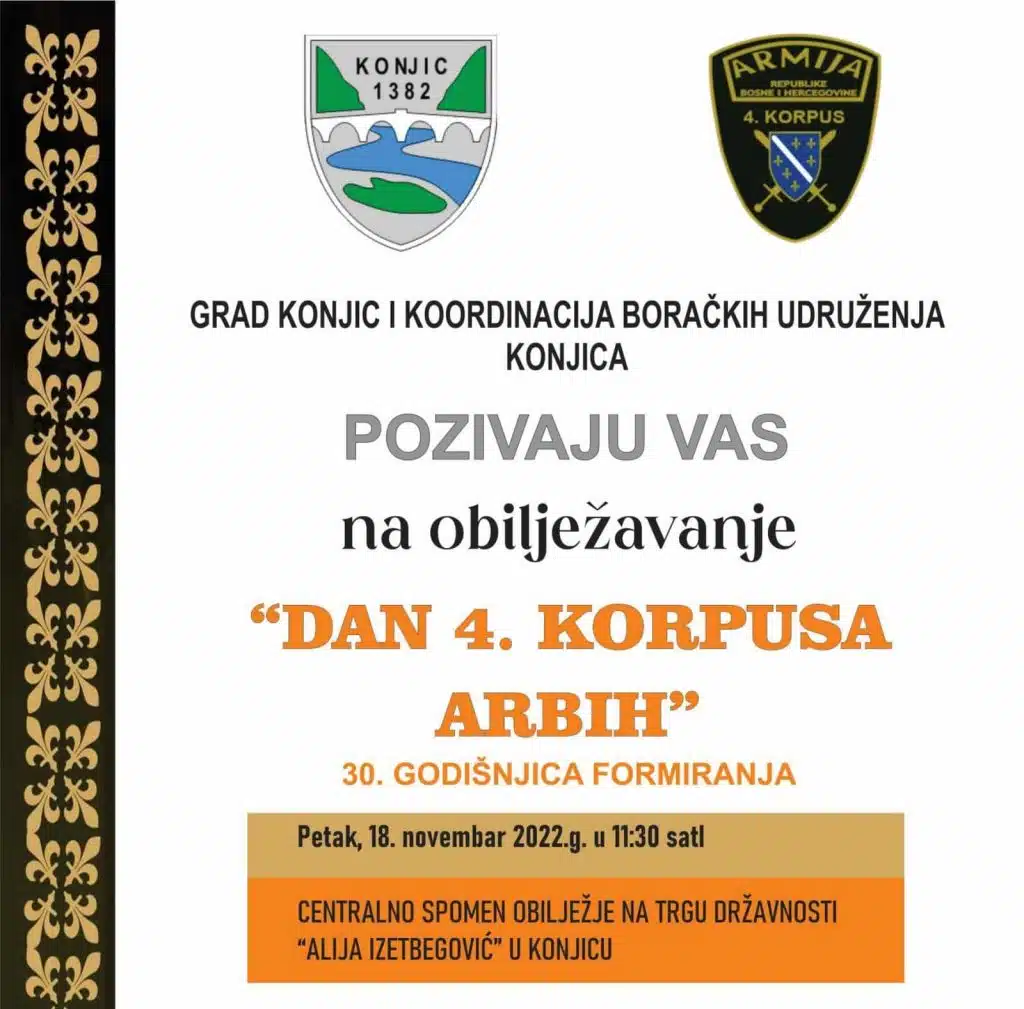 Danas 30.godišnjica od formiranja 4.korpusa Armije RBiH