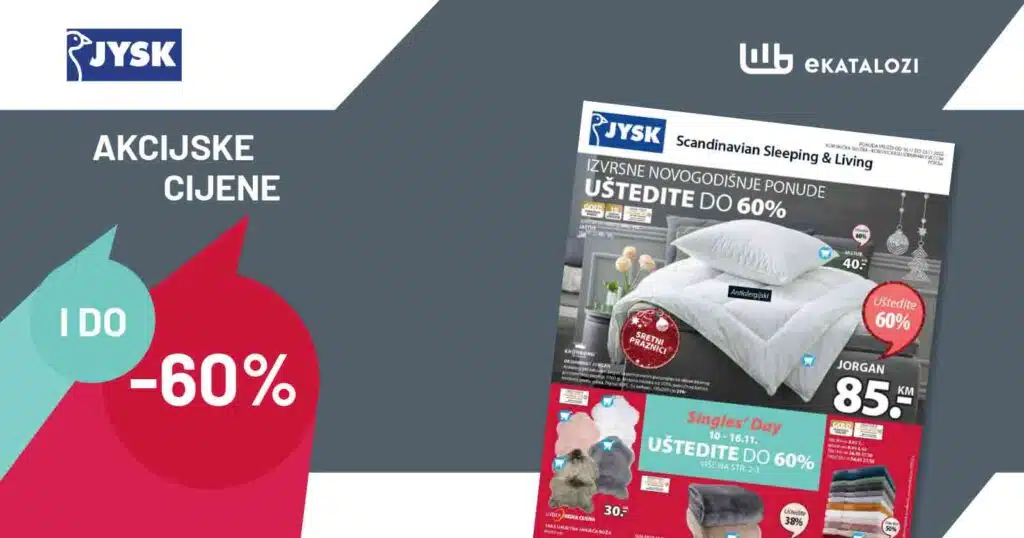 JYSK Katalog BiH 10.11.【SNIŽENJE do 60%】NOVEMBAR 2022 super akcija od 10.11. do 23.11.2022.