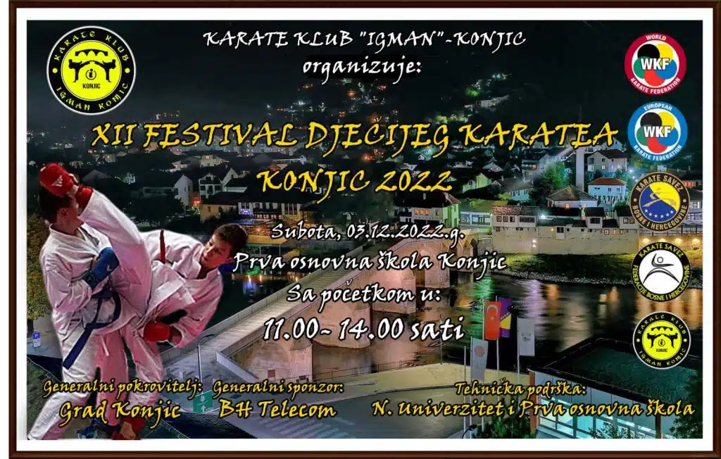 Sutra u Konjicu “12. Festival dječijeg karatea Konjic 2022”