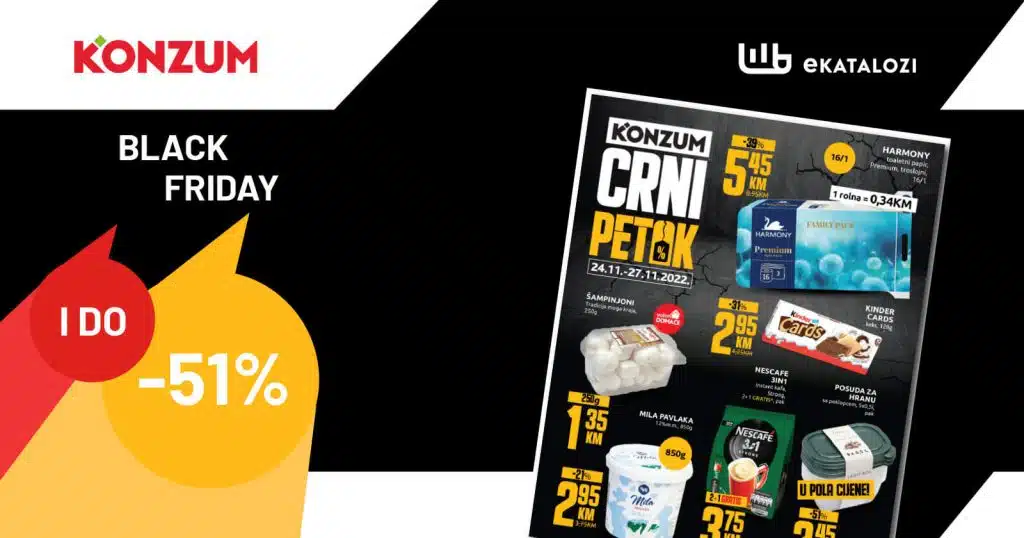 KONZUM Akcija Za CRNI PETAK 2022 ▷【SNIŽENJE do 51%】super katalog do 27.11.2022.