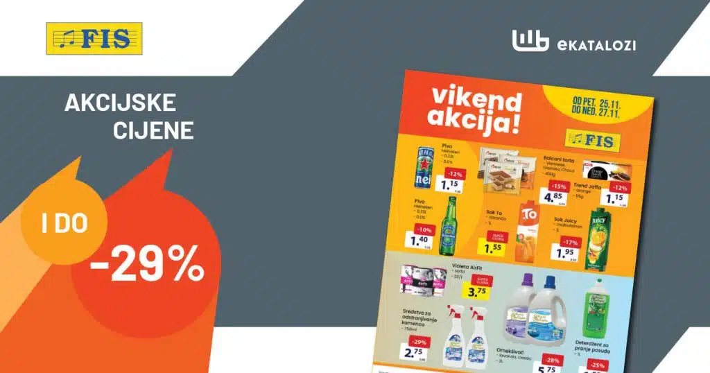 FIS Vikend akcija【-29%】NOVEMBAR 2022 super sniženje od 25.11. do 27.11.2022.