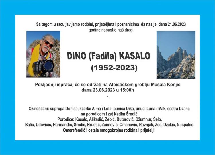 Preminuo je Dino Kasalo, bh.redatelj i fotograf