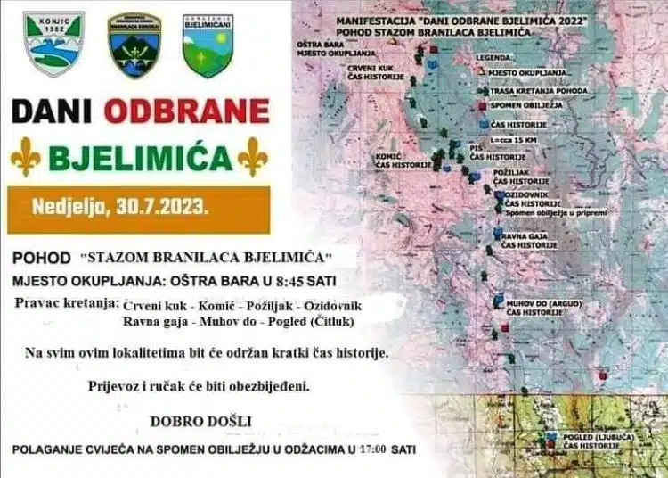 Pohod „Stazom branilaca Bjelimića“ u nedjelju, 30. jula