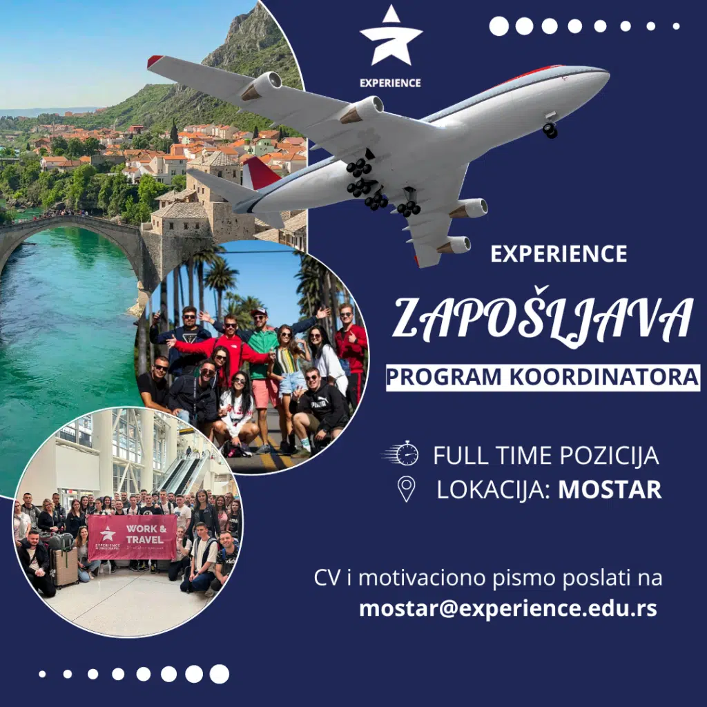 Oglas za posao: Experience BiH traži program koordinatora EXPERIENCE MOSTAR