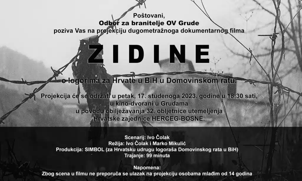 NAJAVA: U Grudama prikazivanje dugometražnoga dokumentarnog filma ZIDINE