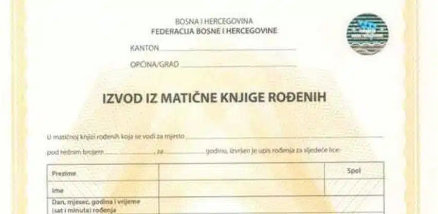 U Mostaru pri kraju zalihe izvoda iz matične knjige rođenih
