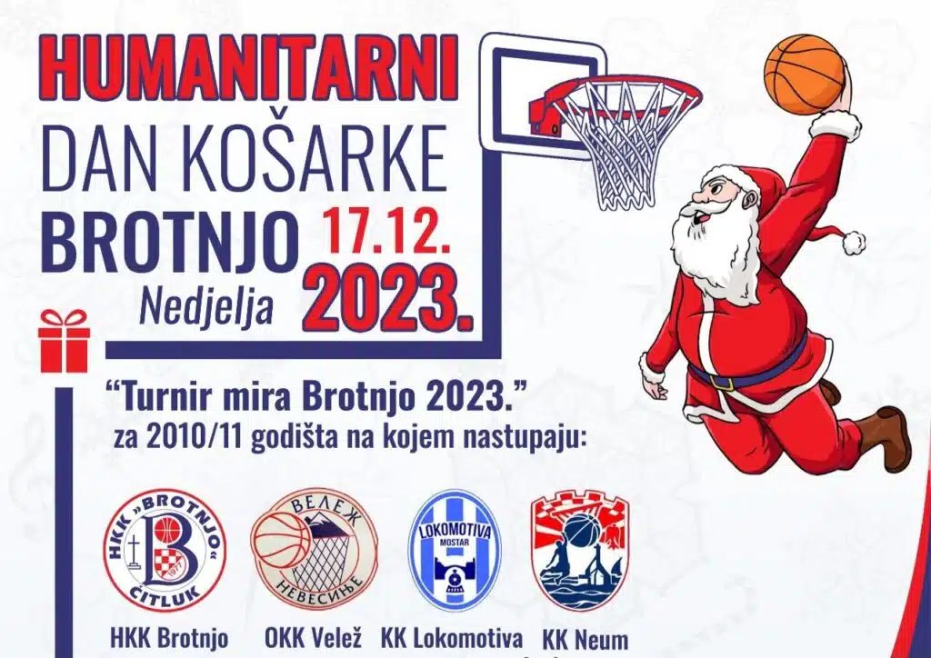 U nedjelju 17. prosinca u Čitluku će se održati „Humanitarni dan košarke Brotnjo 2023.“