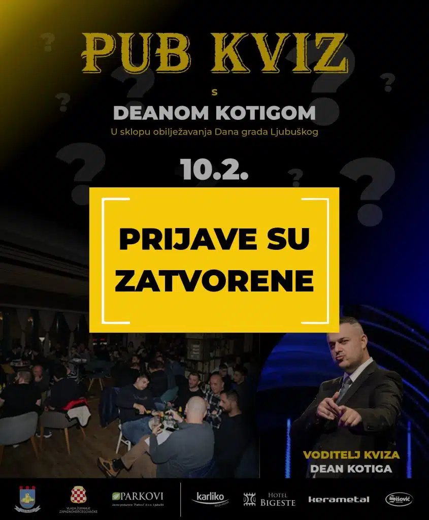 Izniman interes za Pub kviz s Deanom Kotigom u Ljubuškom koji u veljači postaje središtem kviz scene: Zatvorene prijave