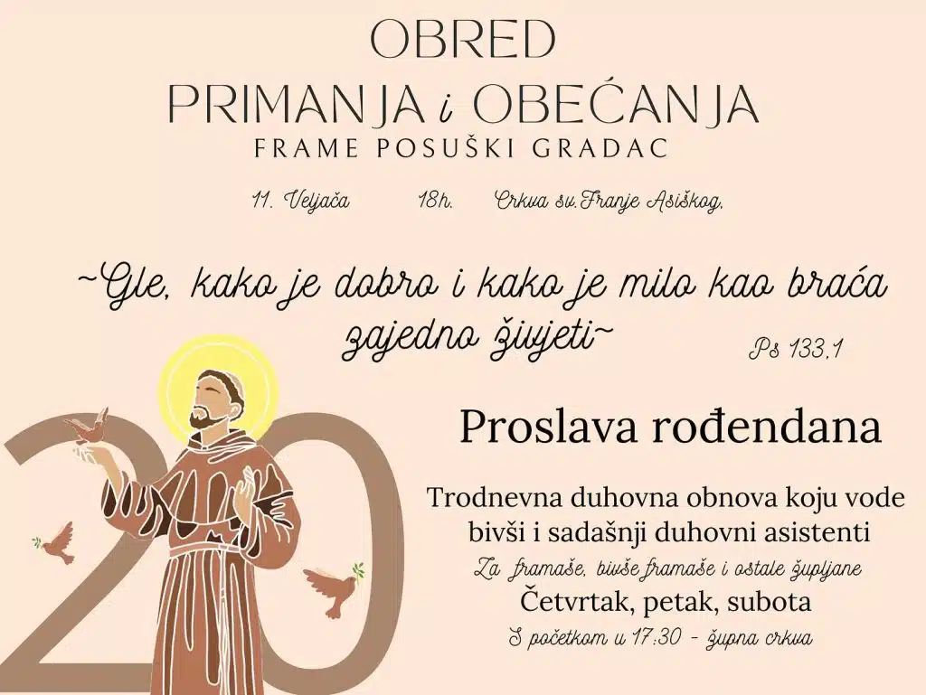 Frama Posuški Gradac u nedjelju slavi svoj 20. rođendan
