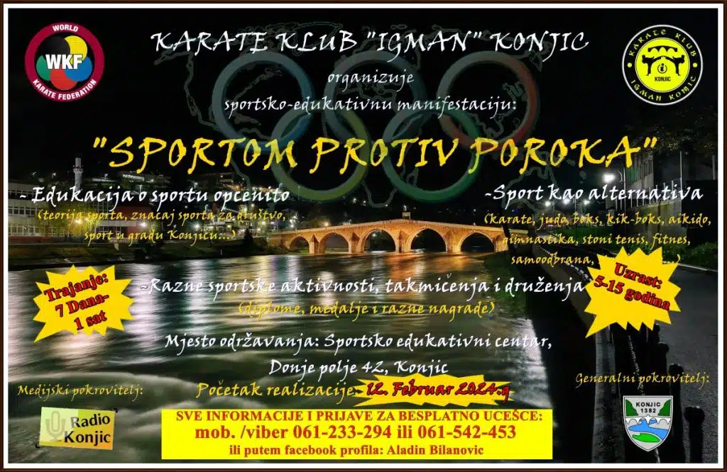 KK “Igman” Konjic : U ponedjeljak počinje manifestacija “Sportom protiv poroka”