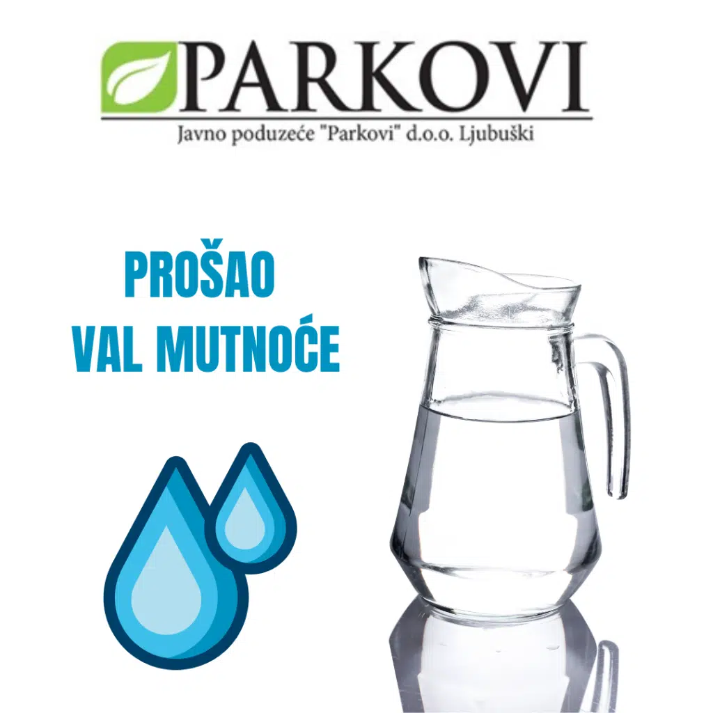 JP Parkovi – obavijest o prolasku vala mutnoće