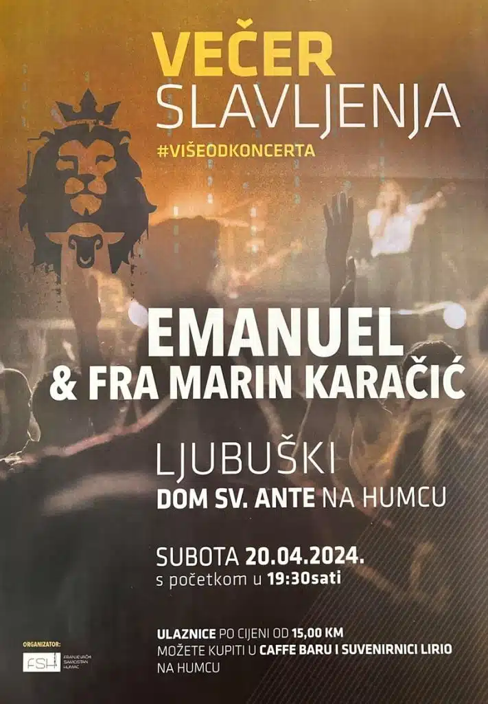 Ljubuški:Koncert duhovne glazbe u subotu
