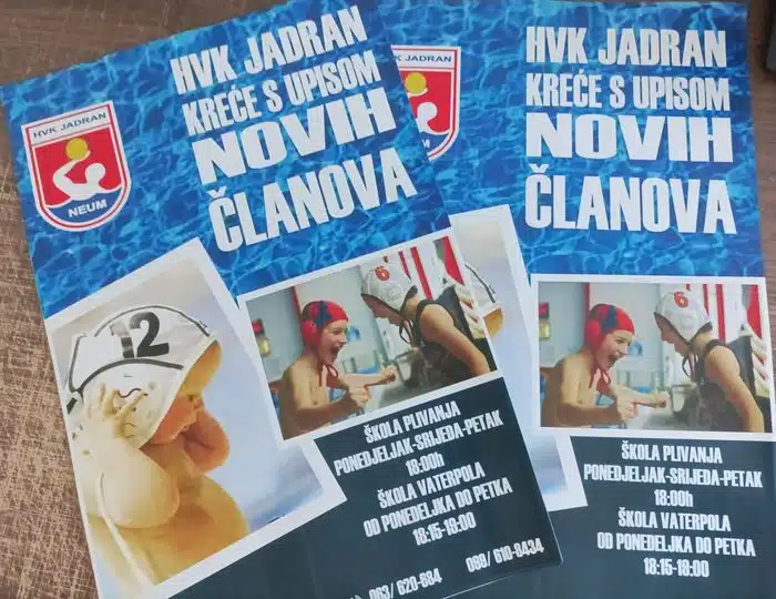 NAJAVA: Početak škole plivanja i škole vaterpola u HVK Jadran